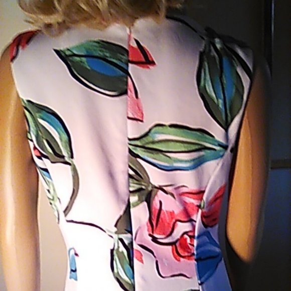 Beautiful Floral Dress 8 Sleeveless Donna Ricco New York Ruffled Bottom Tropical - Picture 6 of 8